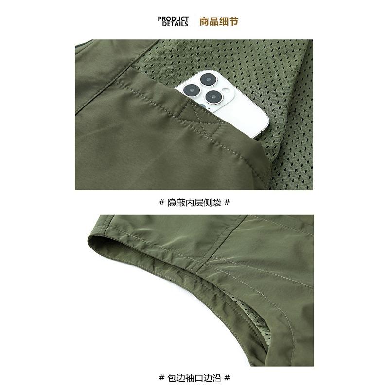 Loose Large Size Multi Pocket Casual Vest Mens Fashion Sleeveless Outerwear Top for Spring Autumn Daily Wear Outing