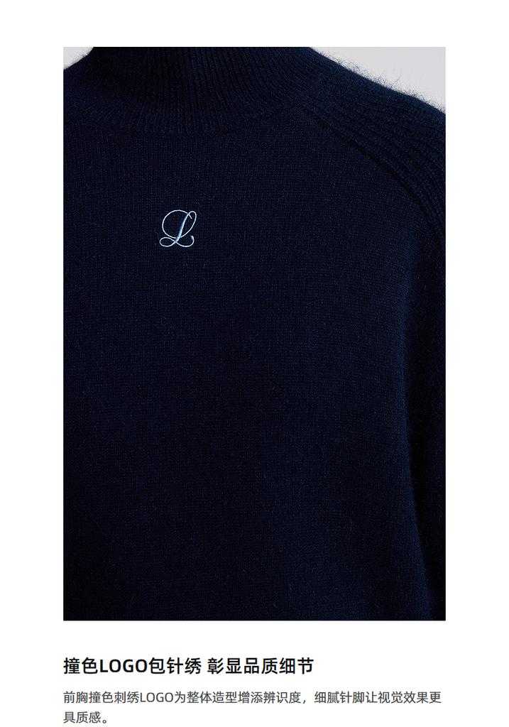 LILY Half High Collar Embroidered Knitted Sweater