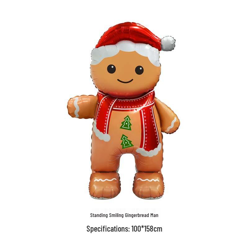 Large Standing Gingerbread Man & Snowman Christmas Tree Party Decoration Balloons