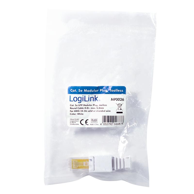 RJ45 Cat.5e LogiLink plugs - easy installation, T568A/B color coding