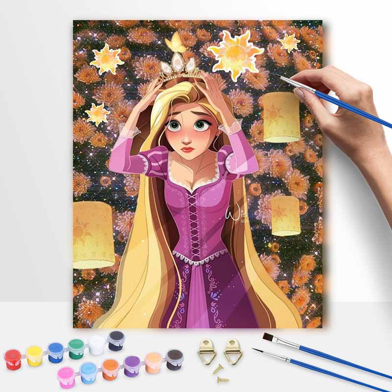 Disney Рапунцель DIY Масляная живопись Арт-набор для рисования Декор для дома Ручная работа Подарок Принцесса Запутанная Плавающие фонарики Красивое настенное искусство
