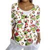 Women's Fashion Casual Knit Sweater Button-Up Christmas Print Cardigan Jacket