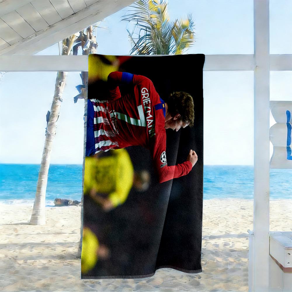 Atletico Madrid's Player Action Beach Towel Soft Durable Quick-Dry Comfortable Lightweight Suitable for Swimming, Gym, Camping, Yoga Vacation