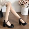 Black French Heightening Light Mouth Thick Heel Single Shoes Women's 2025 New Spring and Autumn Skirt Retro Mary Jane High Heels