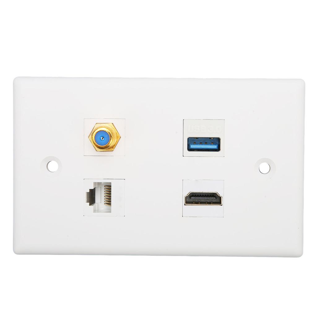Настенная панель с 4 портами Интерфейс HD Мультимедиа Тип F USB3.0 Cat6 Лицевая панель для домашней разводки для HDTV