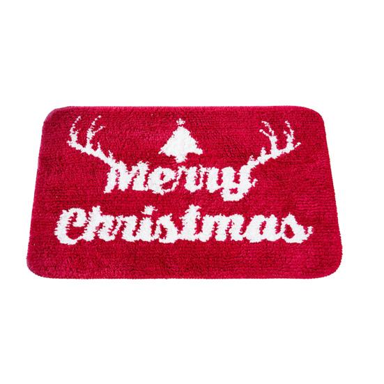 Christmas Bathroom Rug Xmas Snowflake Door Mat Flannel Floor Mat Absorbent Non-Slip Bath Mat for Xmas Home Decor