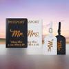 "Customizable PU Leather Gold-Stamped Wedding Gift Set: Mr. & Ms. ID Bag, Passport Holder, Luggage Tag"
