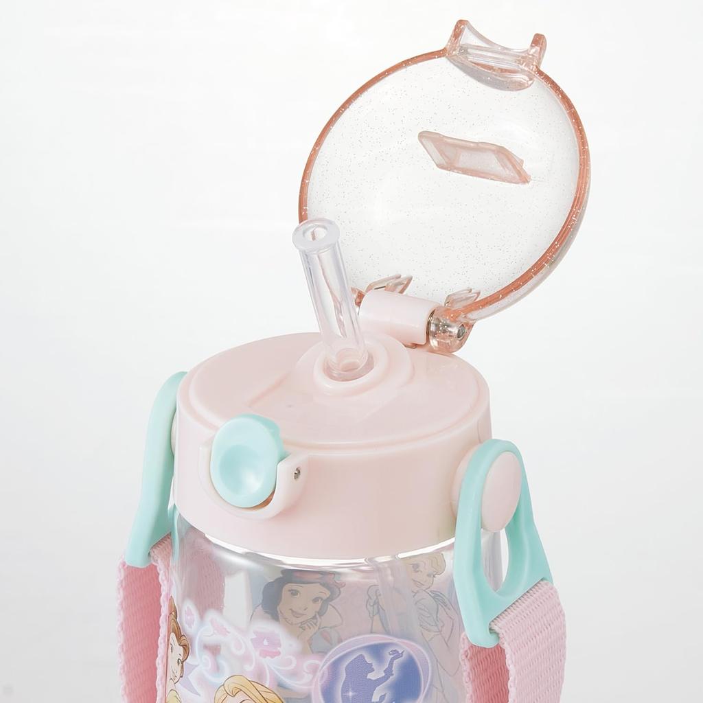 Skater Бутылка для воды с трубочкой Прозрачная бутылка 480 мл Силиконовая Disney Princess 25 Девочек PDSH5 Детская