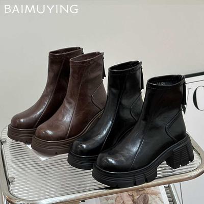 Женские зимние ботинки на платформе, массивные кожаные ботинки, женские, тренд 2025 года, готический бренд, зимние ботинки челси, мотоциклетные ботинки Botas Mujer