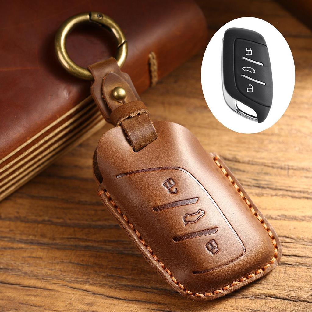 Genuine Leather Handmade Key Case for Roewe RX5Plus, I5, and i6Max, MG5 Car Models.