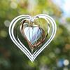 Stainless Steel Heart Wind Spinner Garden Hanging Decor Mirror Reflective 3D Whirling Wind Chimes Parts Pendant Bird Deterrent