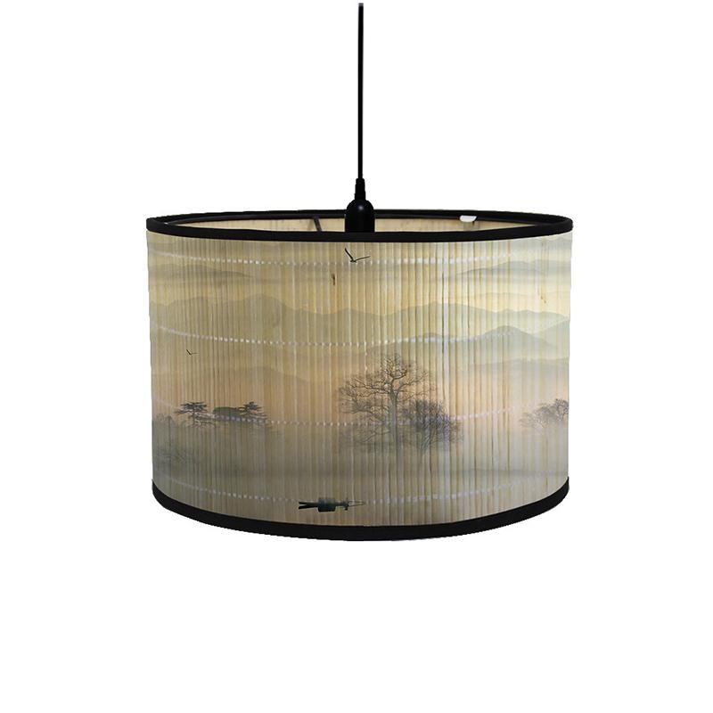 Бамбуковый абажур для потолка в китайском стиле, домашний декор, люстра в виде барабана, настенный светильник, абажуры из бамбукового искусства, абажур