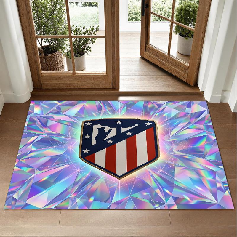 Atletico Madrid Design Crystal Velvet Rug Soft Decorative Mat for Bedroom Entrance