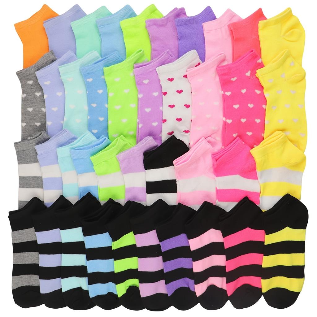 20 Pairs Of Teenager's Fashion Cute Pattern Low-cut Socks, Comfy & Breathable Soft & Elastic Thin Socks For Spring And Summer