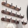 Walnut Wood Wall Hook Black Grey Aluminum Creative 3 4 5 Row Hooks for Bathroom Bedroom Decorative Coat Towel Key Holder Hanging