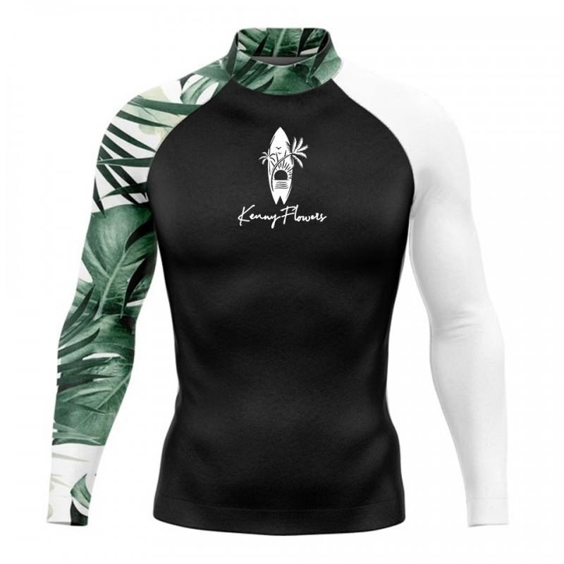 Mens Basic Long Sleeve Surf Shirt Anti-chafe Sun Protection Stretch Slim Fit Snorkeling Swimming