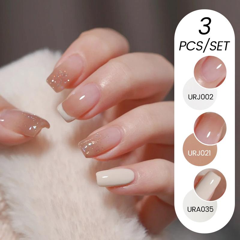 Nail Art Ice Прозрачный набор из 3-х лаков для ногтей, популярный прозрачный клей для лака для ногтей Nude Whitening Powder