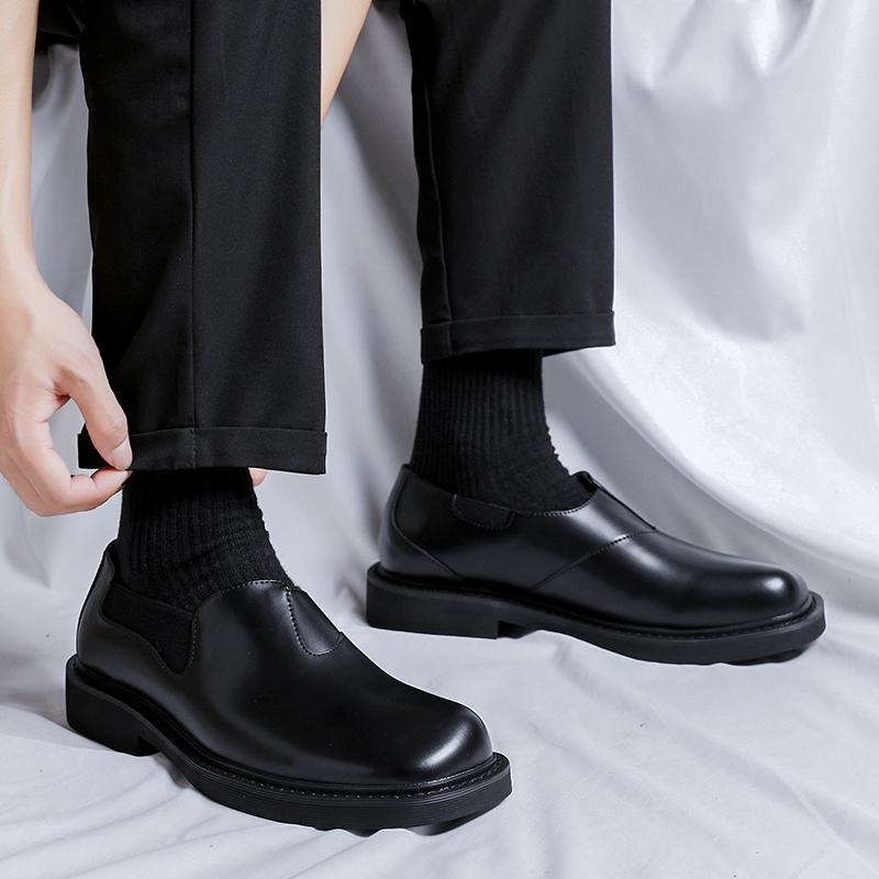 Casual Leather Dress Shoes Man Men High Sole Platform Japan Harajuku Korean Streetwear Fashion Business Wedding Leather Shoes