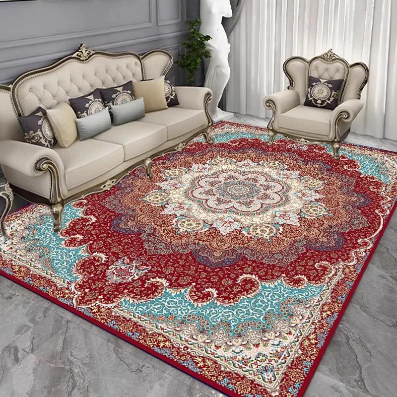 French Retro Persian Luxury Carpet Non Slip Rug for Living Room Bedroom Sofa Study Kitchen Entrance Door Mat Decor