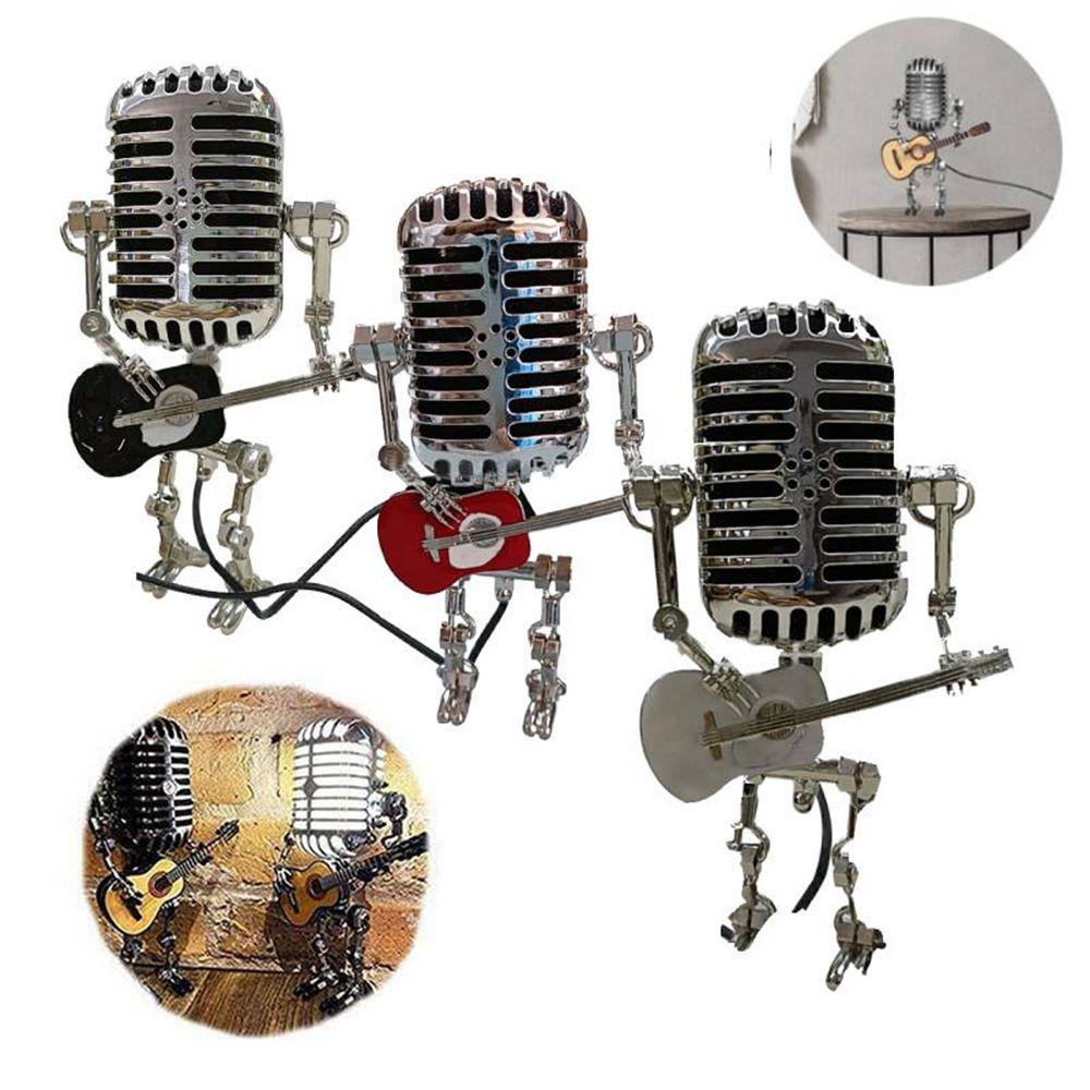 Светящиеся USB украшения Ретро робот Микрофон для игры на гитаре Украшения Настольная лампа