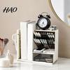 Adjustable Bookends for Book Pen Organizer with Retractable And Pegboard, Multi-Functional Angled Makeup Professional Workspace Brush Holder, Compact