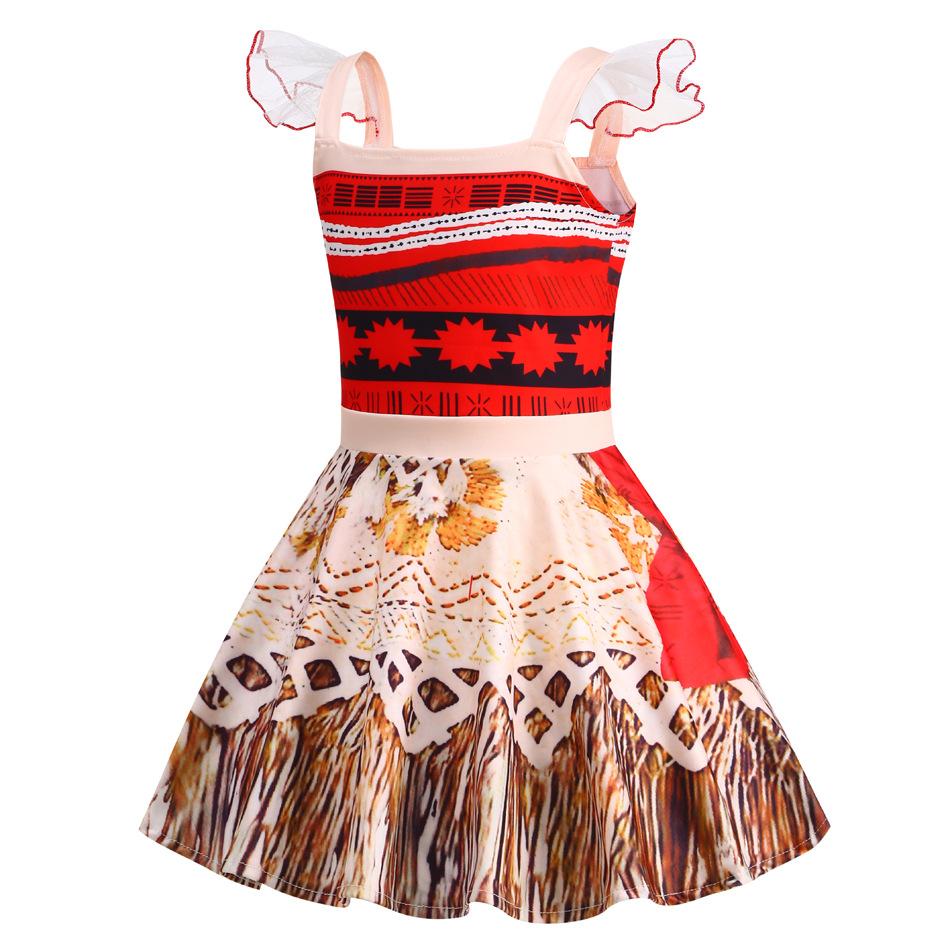 Little Girl Casual Moana Dress Role Playing Ocean Adventure 2 Fancy Vaiana Halloween Princess Costume Summer Clothing Frock