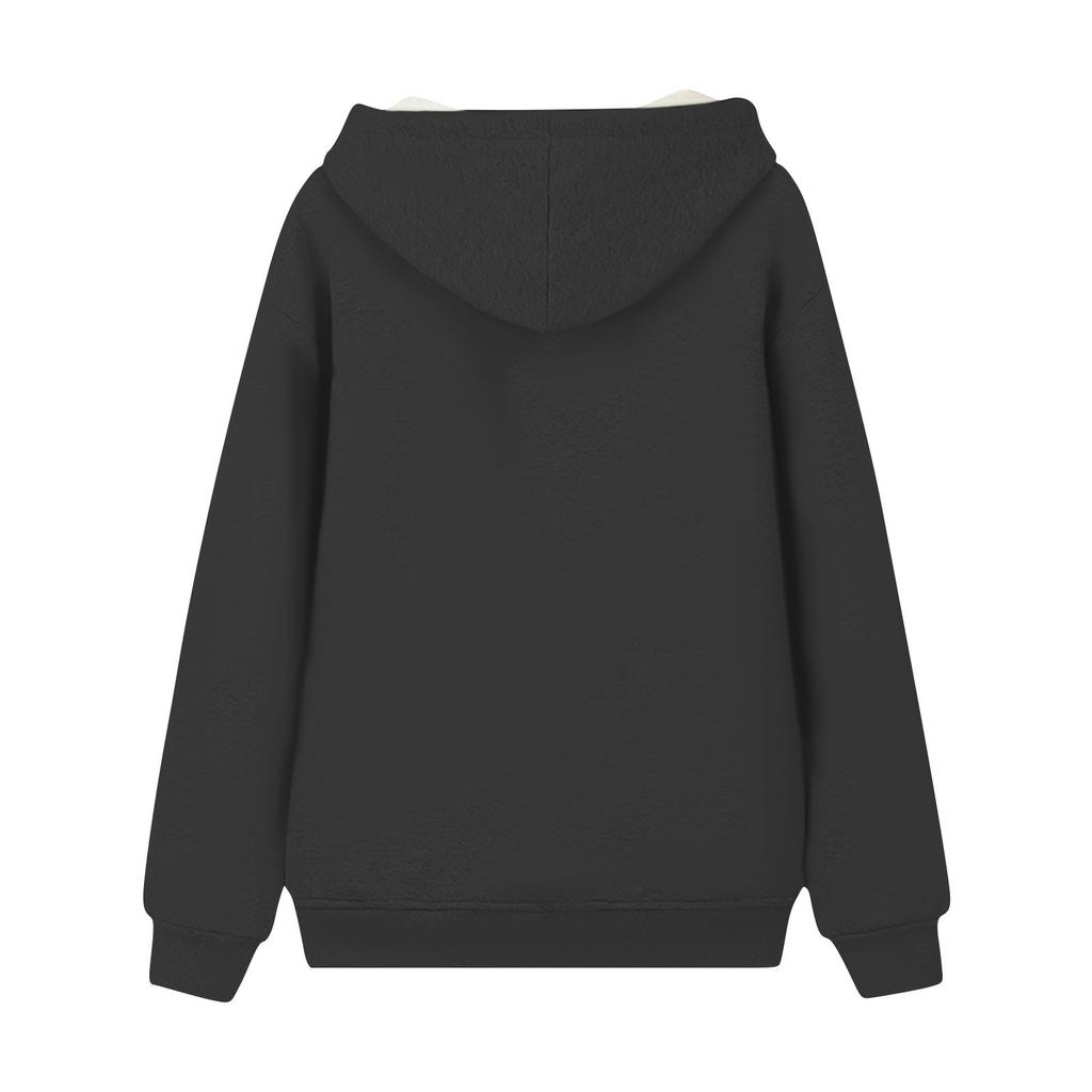Women's Fashion Hooded Padded Thickened Warm Christmas Printed Loose Pullover Sweatshirt