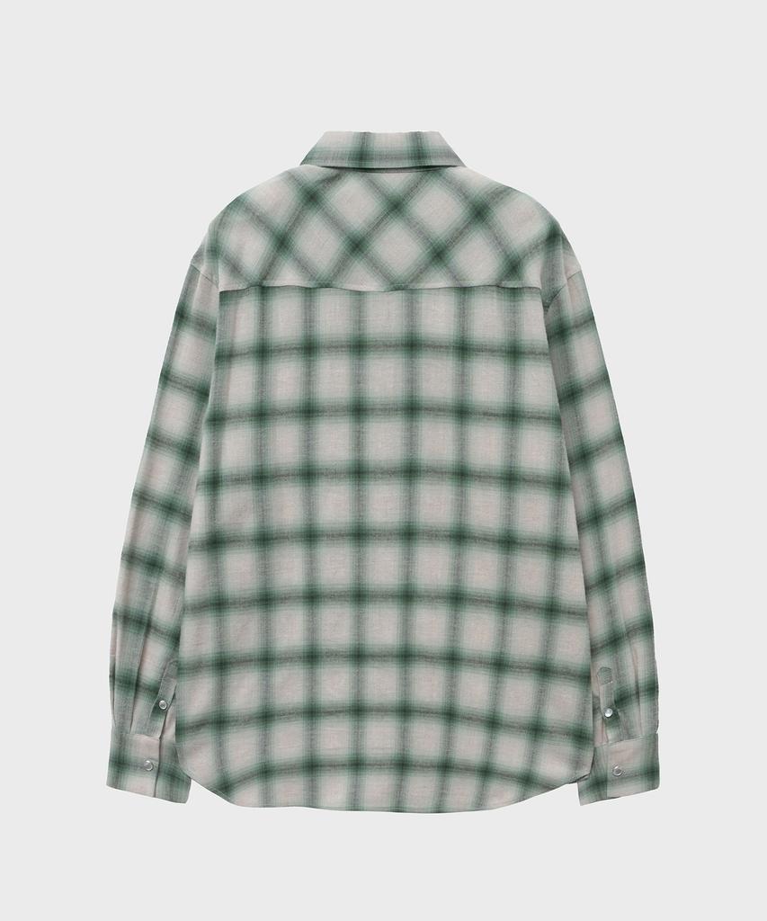 NOIRER Ombre Western Check Shirt (Green)