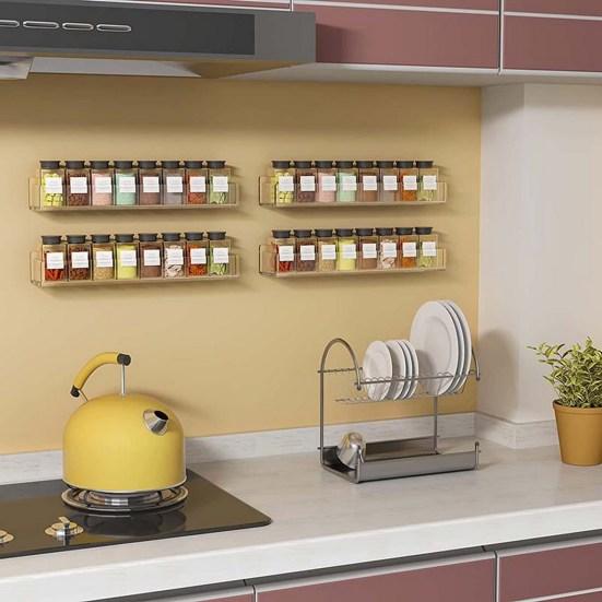 2 шт./компл. настенные стеллажи для специй, акриловые кухонные или кладовые акриловые стеллажи для специй для легкого доступа и организации