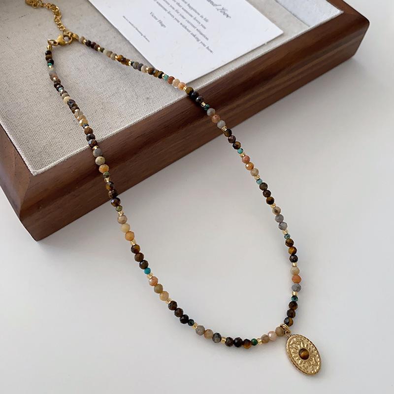 Натуральный пресноводный жемчуг и тигровый глаз богемное ожерелье - осенне-зимняя французская ретро ключичная цепочка для женщин