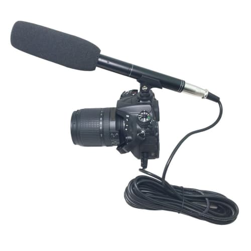 Condenser Interview Microphone, Professional Photo News Reporter Condenser Shotgun Microphone Kit with Metal Mount, Windscreen, XLR Cable, and Adapter