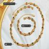 Colorful Zircon Fisheye Necklace & Bracelet Set with Copper Chain