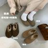 2025 New Shallow Mouth Warm Fluff Cotton Ladyshoes Women Wear Outside Winter Wear Inside One Pedal Lazy Single Shoes