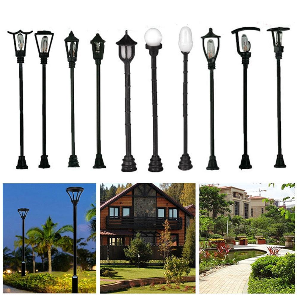 Белые миниатюры Декор Модель Уличные фонари Пейзаж Светодиодная лампа Макет Фонарный столб Освещение детской площадки