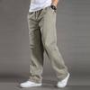 Mens Casual Cargo Cotton Pants Men Pocket Loose Straight Pant Elastic Work Trousers Brand Fit Joggers Male Super Large Size