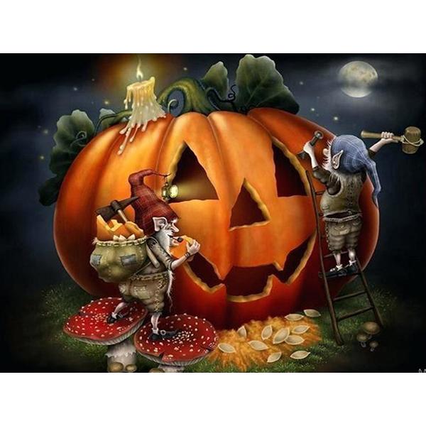 Алмазная картина Хэллоуин, полная квадратная дрель, мультяшная вышивка, набор для вышивки крестом, тыква, горный хрусталь, картина, домашний декор