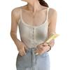 LIUXU Camisole Tank Top with Highlights the Made of Cotton Ribbed Knit Sexy Sleeveless Stylish Layering Basic Tank Top Women's Buttons, Bust, 95%