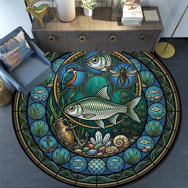 Aquatic Life Cycle Round Area Rug Under Office Chairs Bedroom Living Room Home Decor