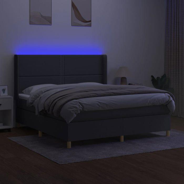 VidaXL Sommier à Lattes de Lit avec Matelas et LED, Lit Rembourré, Lit Double, Lit Adulte de Chambre à Coucher Intérieur, 3138806