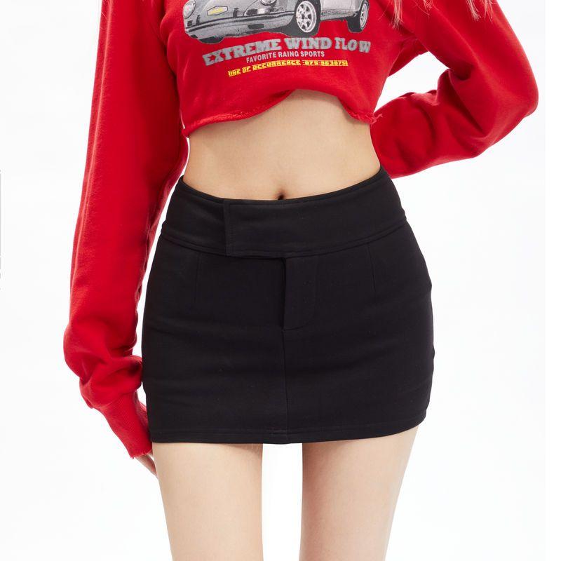 Черная мини-юбка женская летняя Y2k эстетичная эластичная высокая талия тонкая юбка трапециевидной формы модная повседневная уличная одежда Kawaii