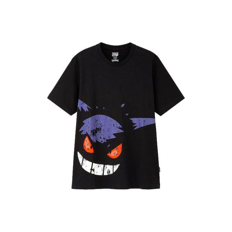 Uniqlo × Футболка с принтом Pokemon, короткий рукав, мужские топы, черная UQ422044000