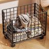 Wheeled Metal Storage Basket with Wheels Laundry Basket Hamper Mobile Dirty Clothes Hamper for Clothes Fruit Vegetable Storage