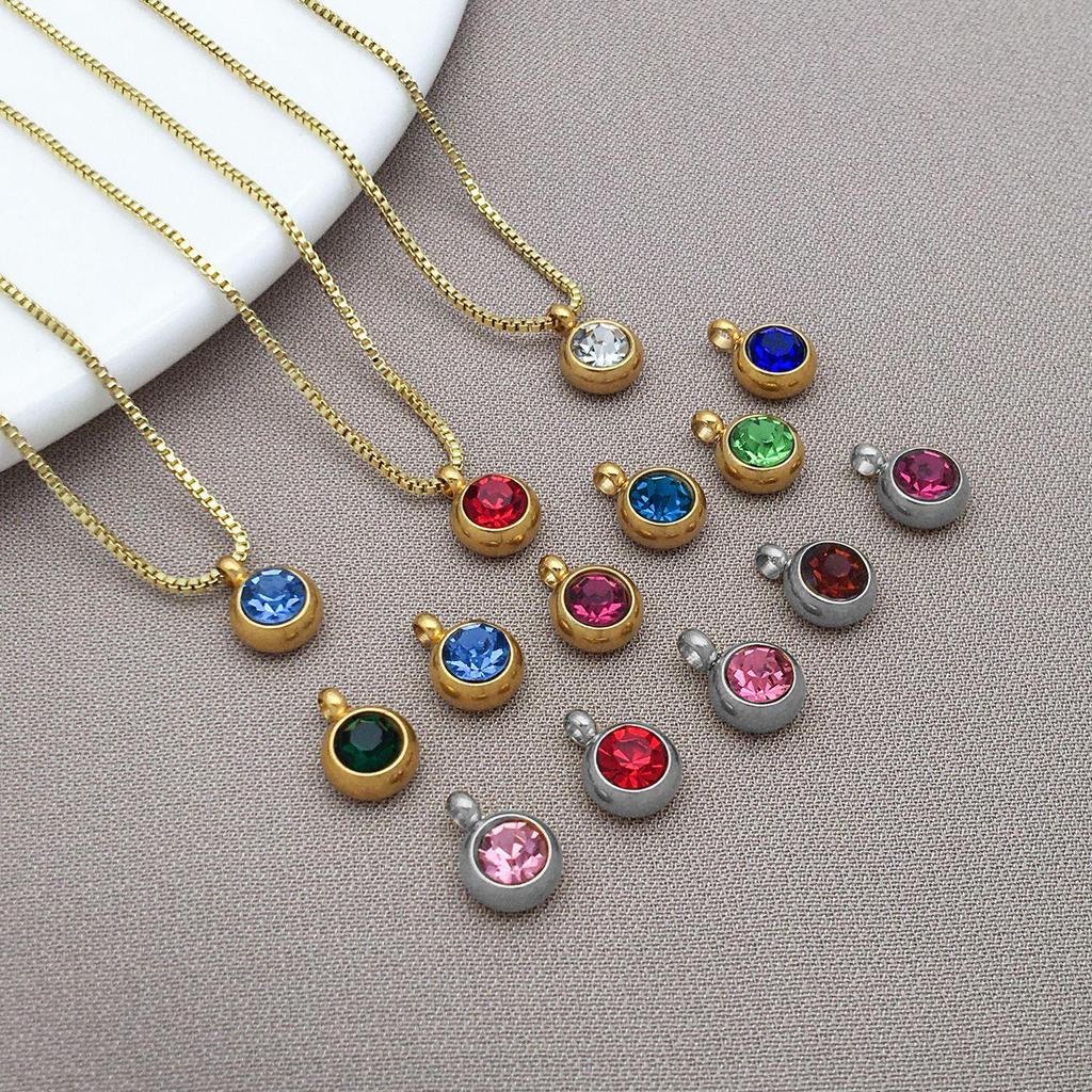 Zodiac Inlaid Diamond Stainless Steel Pendant for DIY Bracelets & Necklaces