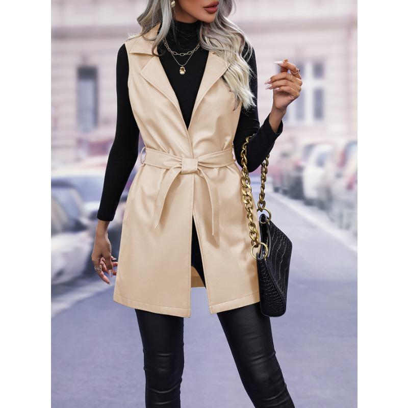 PU кожаный кардиган лямки жилет куртка женская осенняя лацкан темперамент жилет для поездок на работу куртка женская верхняя одежда изящная