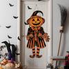 Vintage Halloween Pumpkin Door Sign Spooky Felt Pumpkin Man Hanging Welcome Sign Retro Wall Door Hanger for Farmhouse Home Decor