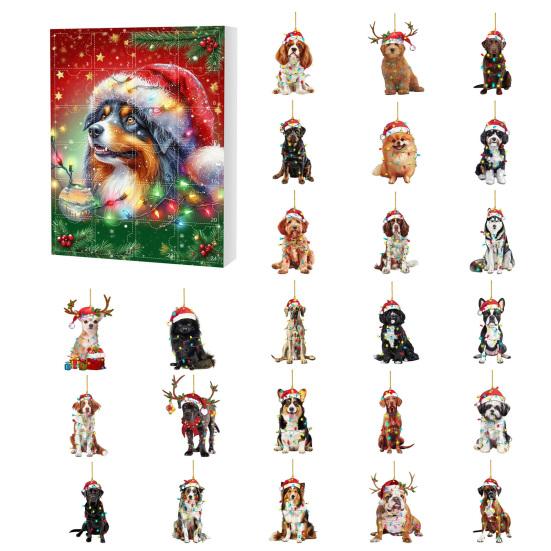 Dog Advent Calendar 2025 24 Days Christmas Countdown with 24 Pcs Acrylic Dog Ornaments Holiday Gifts for Dog Lovers