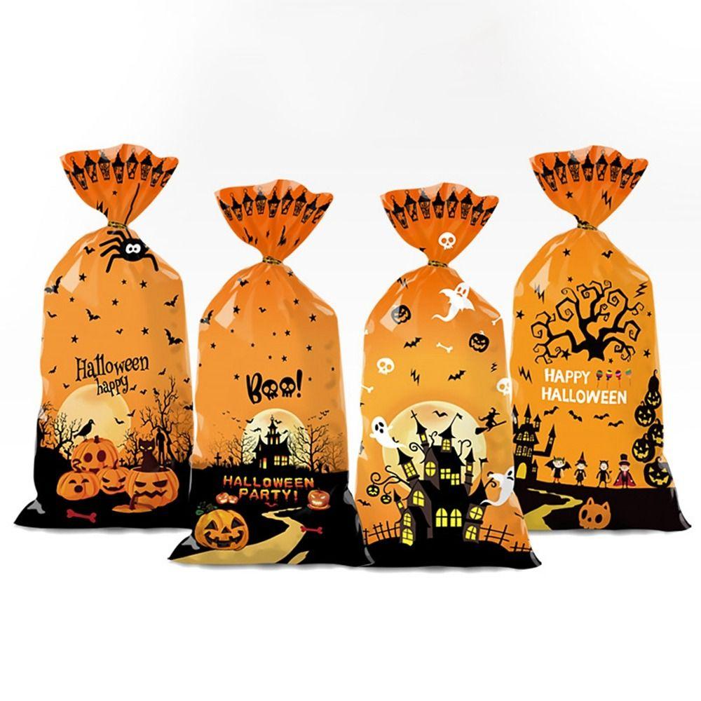 50pcs OPP Sugar Cookies Bag Kids Favors Gift Wrapping Bag New Halloween Candy Bag Halloween