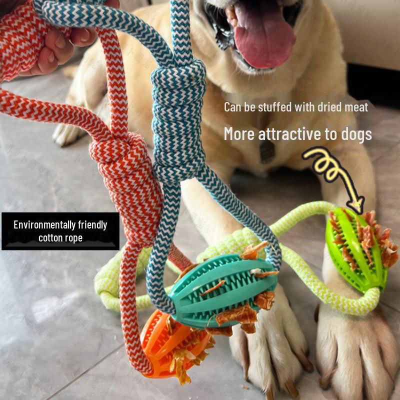 Игрушка для питомца из хлопковой веревки: Мяч-дозатор для еды для собак и кошек, который можно тянуть вручную, избавляет от скуки и чистит зубы. Дизайн выполнен в виде оливкового арбуза.