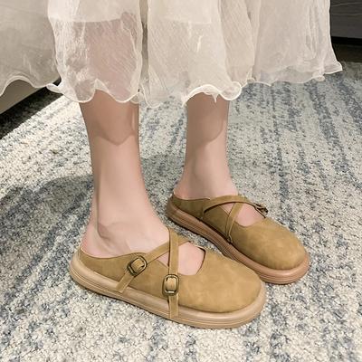 Мода 2024 года, женские летние новые модные дизайнерские тапочки с пряжкой, уличные повседневные удобные плоские нескользящие женские мюли Zapatos