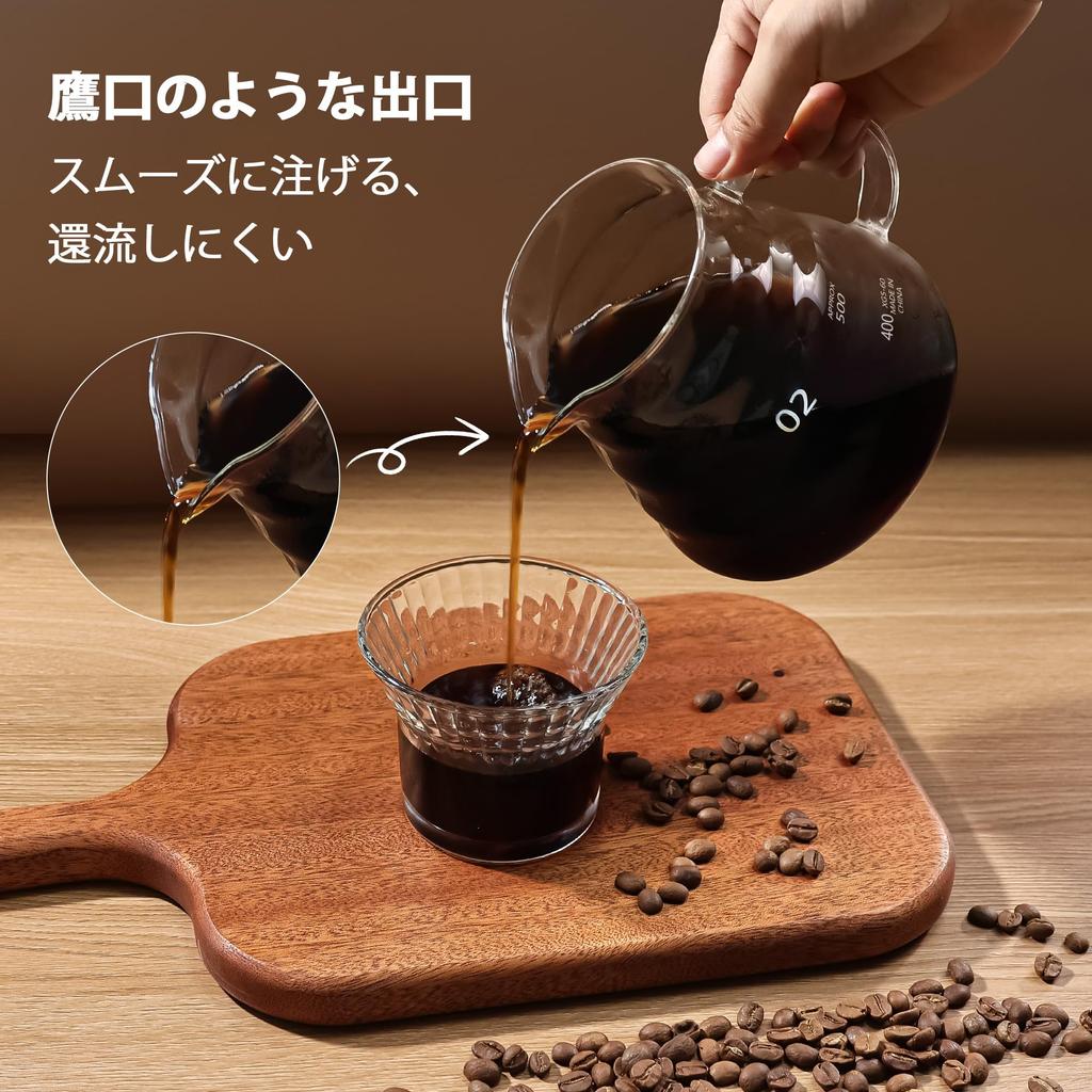 FGIUKC Coffee Glass with Plastic 600ml Capacity with Serves Coffee Drip Equipment with Lid and Glass Hand Drip Coffee Server for Cafes and Coffee